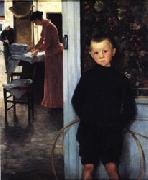Paul Mathey Woman and Child in an Interior oil painting